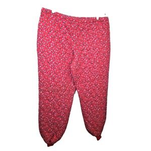 Vtg‎ 1970s Quilted Lounge Pajama Pants Floral Red Calico Cottage Granny Size XXL